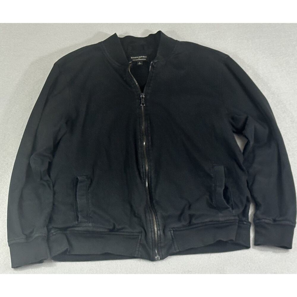 Banana Republic 100% Cotton Luxe Touch Full Zip Bomber Jacket Black Men’s Size L